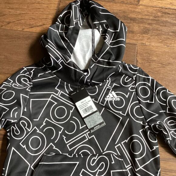 NWT‎ Boys Adidas Performance Hoodie 3T black/white AOP - Picture 2 of 4
